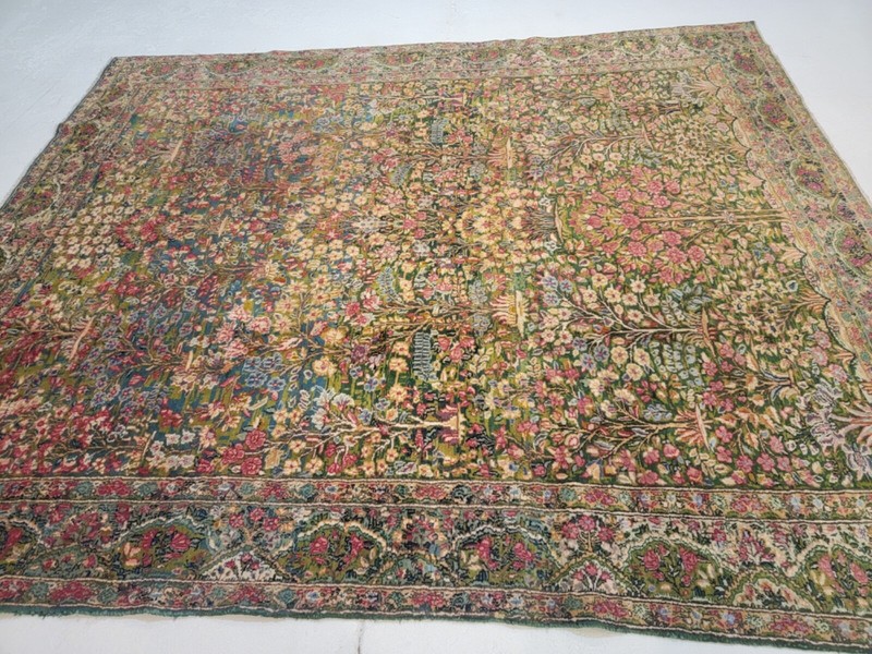 Antique Oriental Hand-Knotted Wool Area Rug Rahvar Rare Green/Blue 6'9" x 8'4" gallery