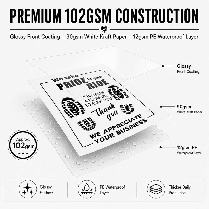 100Pcs Disposable White Kraft Paper Car Floor Mats 20"x16" Waterproof Auto Foot gallery