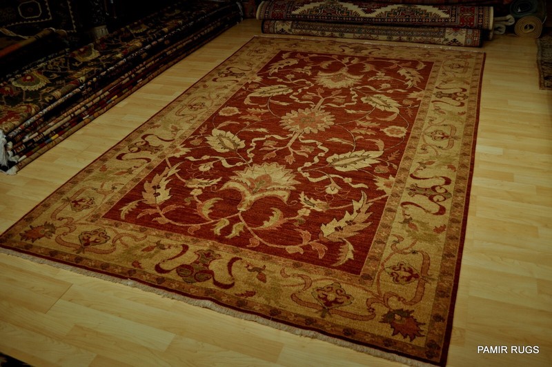 Fine Quality Handmade Hand Knotted 6' x 9' Floral Vegetable dye rug Dark Red gallery