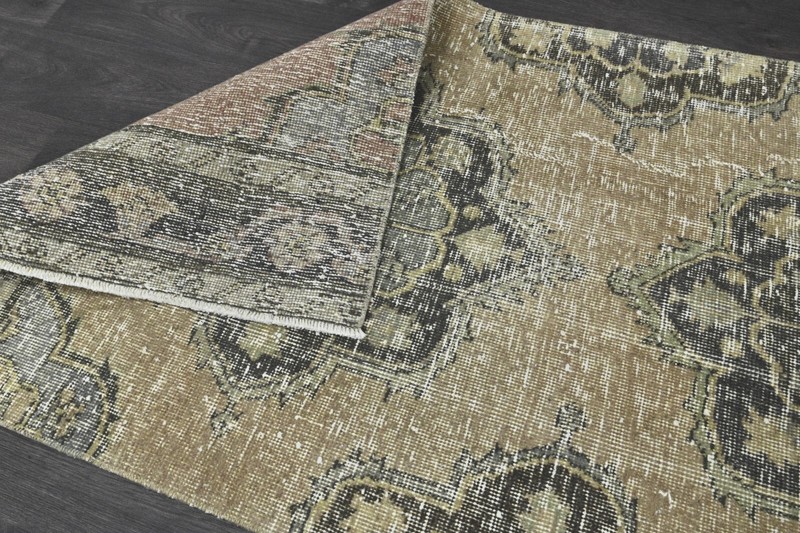 Vintage Turkish Runner Rug 3x13ft Wool Anatolian Handmade Hallway Oushak BROWN gallery