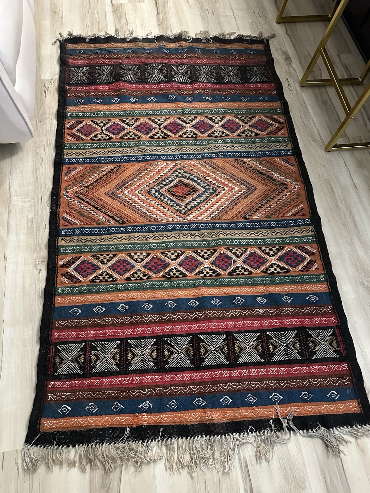 VTG Fringed Multicolored Kilm Rug 71 X41 Inches Without Fringe gallery