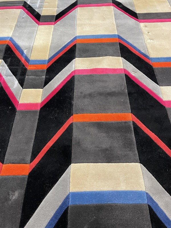 EDWARD FIELDS VINTAGE CUSTOM MODERN ART ABSTRACT AREA RUG SIGNED LARGE RARE 1982 gallery