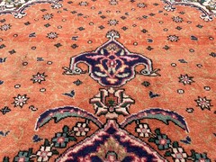 FINE ANTIQUE RUG 7×10 HAND-KNOTTED VINTAGE ORIENTAL handmade persimmon coral 6×9