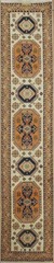 Elegant Geometric 12 ft Runner Rug 3×12 Ivory Wool Handmade Nomad Vintage Carpet