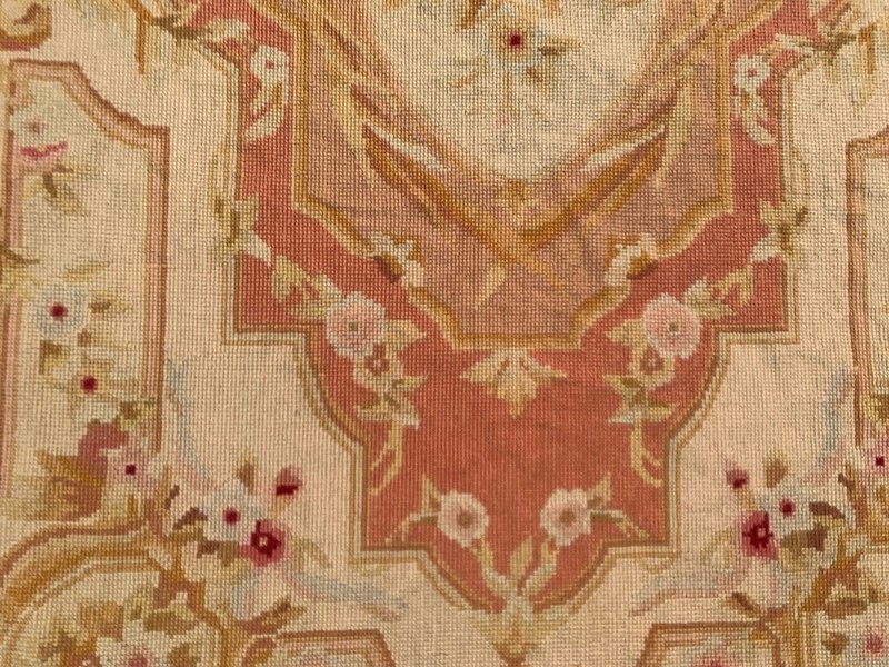 Vintage Handmade Aubusson: French Style Chain-Stitch, Needlepoint Rug 2x4 ft gallery
