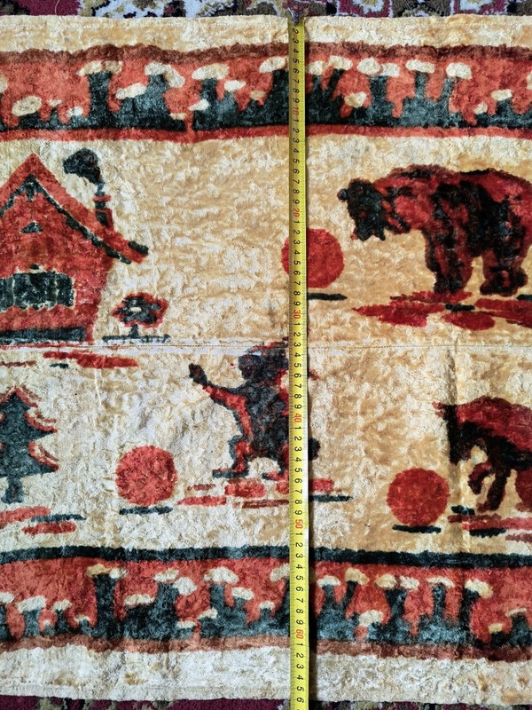 1930's Plush Velvet Carpet Fairy Tale Kolobok Gobelin Tapestry Velvet Rug gallery