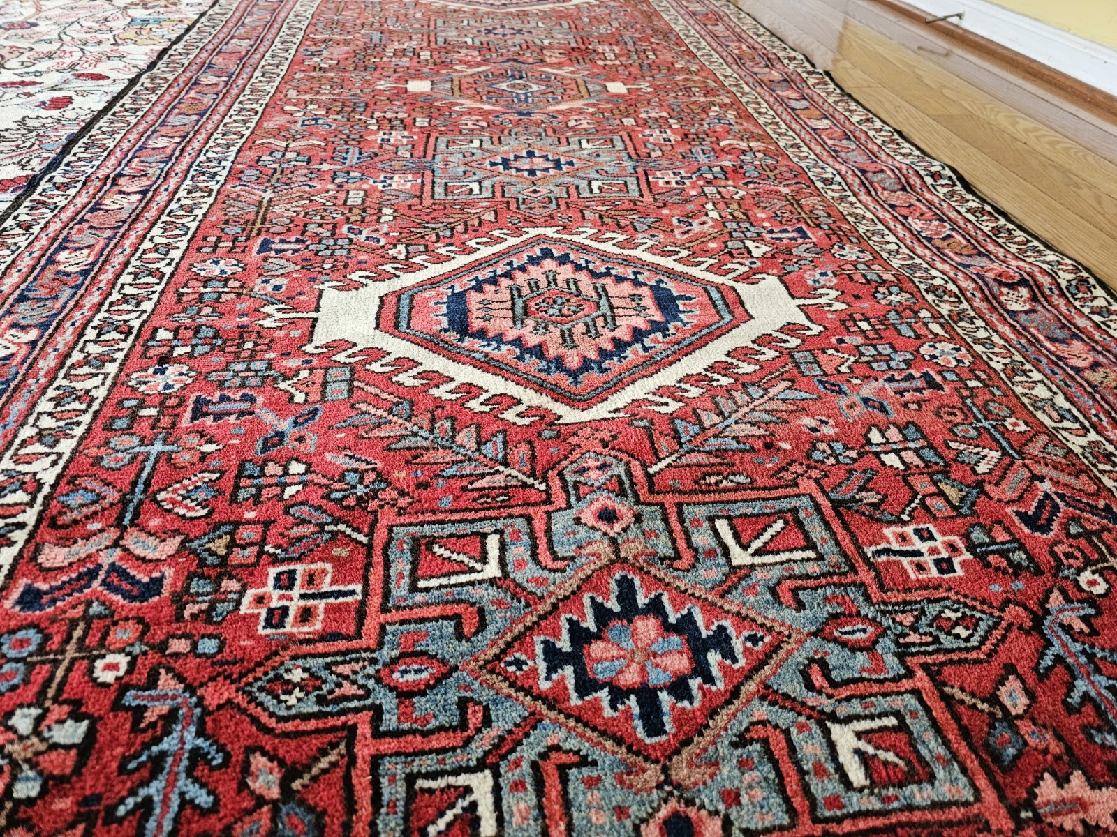 3.7 x 9.2 ANTIQUE CAUCASIAN HERIZ SERAPI KAZAK VINTAGE USHAK TRIBAL RUNNER gallery