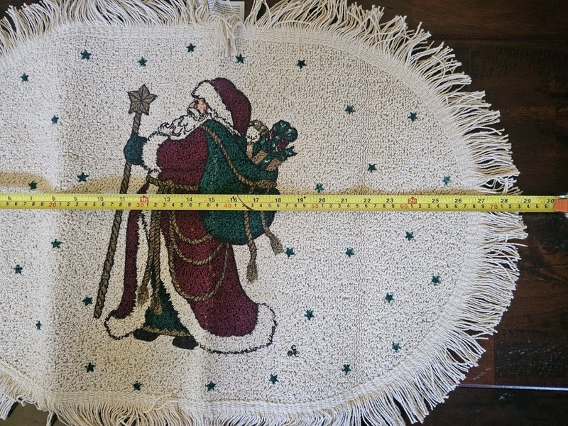 NOS Vintage Christmas Non Slip Oval Santa Claus Throw Rug Made In USA gallery