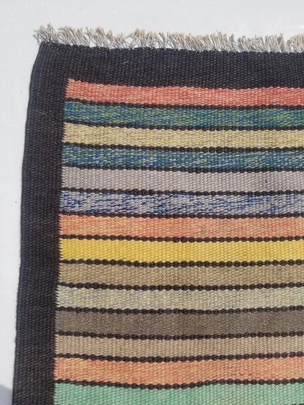 Vintage Traditional Handmade Anatolian Striped Wool Multicolor Kilim 4.3x2.2ft gallery