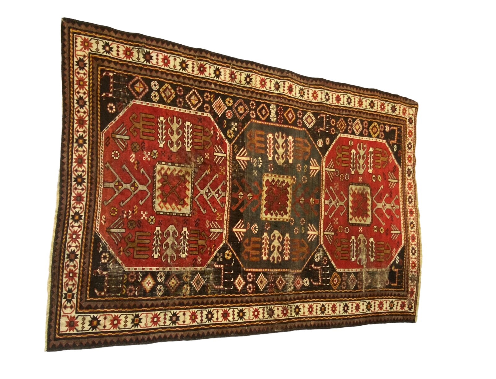 #892 Rare exquisite 19th Caucasian Kazak Chagli Rug 79"by 55"w gallery