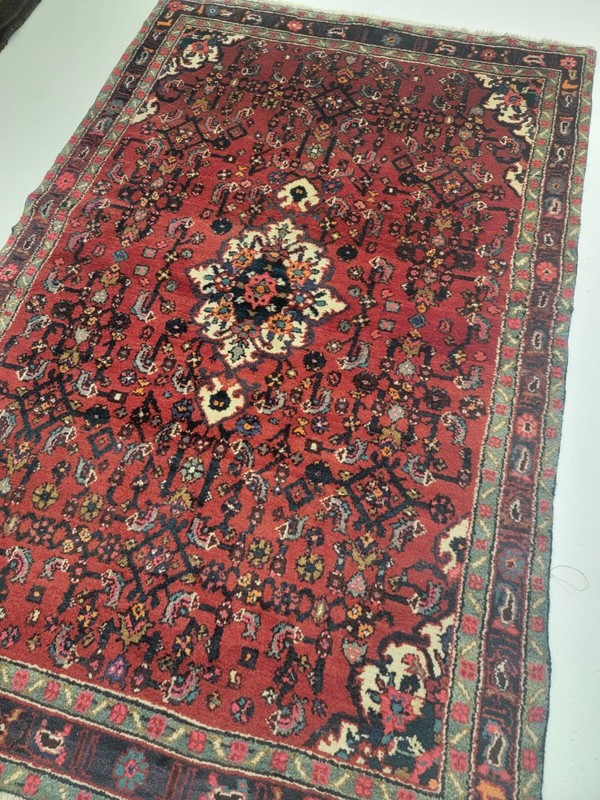 Antique Oriental Hand-Knotted Wool Area Rug Red/Blue 4'3" x 6'5" gallery