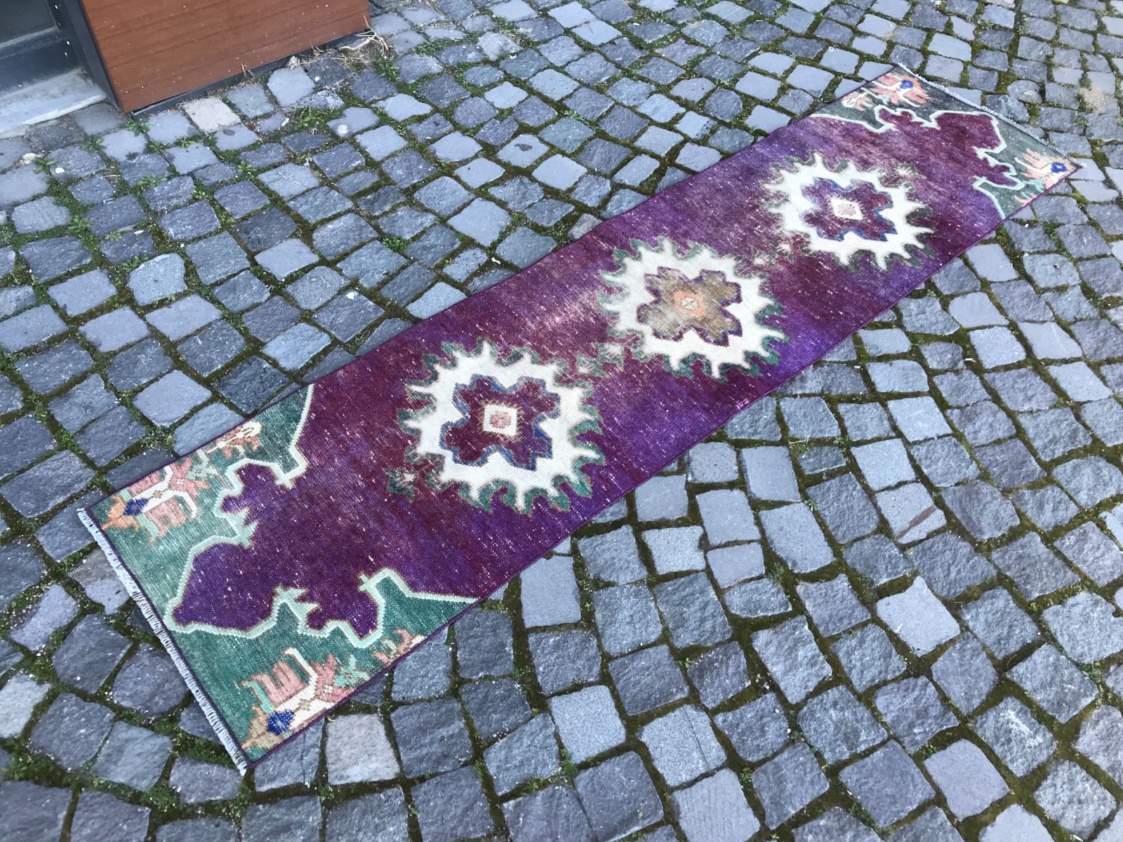 Turkish Vintage Rug Handmade Wool Rug Bohemian Runner Rug Home Rug 1,7 x 7,2 ft gallery