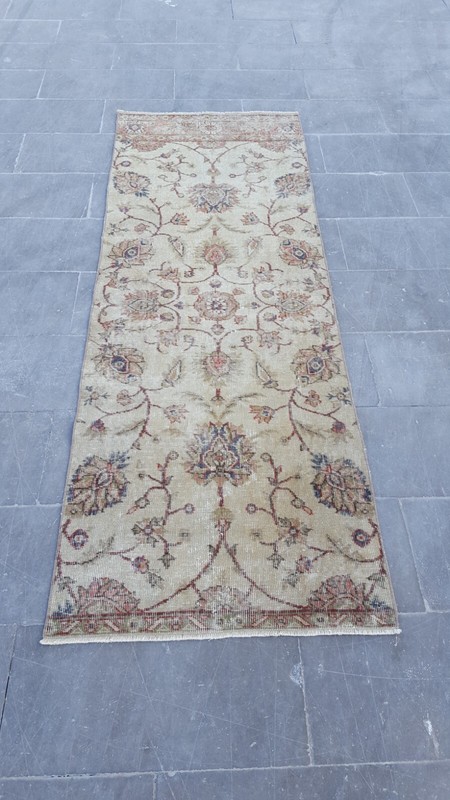 2.5x7 ft Vintage Turkish Runner Rug Wool Anatolian Handmade Hallway Oushak d gallery
