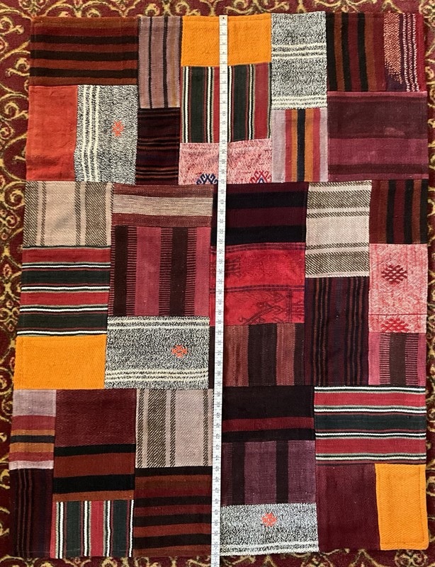 Turkish dhoku Traditional 10 Patchwork Kilim 100% Wool Rug 53”x40” Boho Turkey gallery