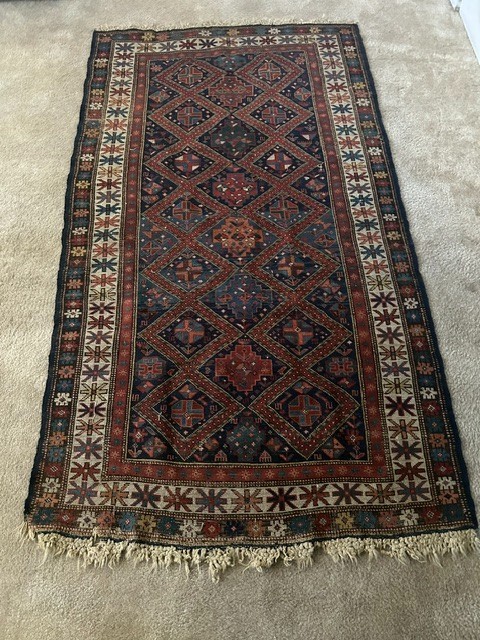 ANTIQUES CAUUCASIAN SHIRVAN RUG HAND-NOTTED WOOL, NATURAL DYES/C 1860-1899/SALE gallery