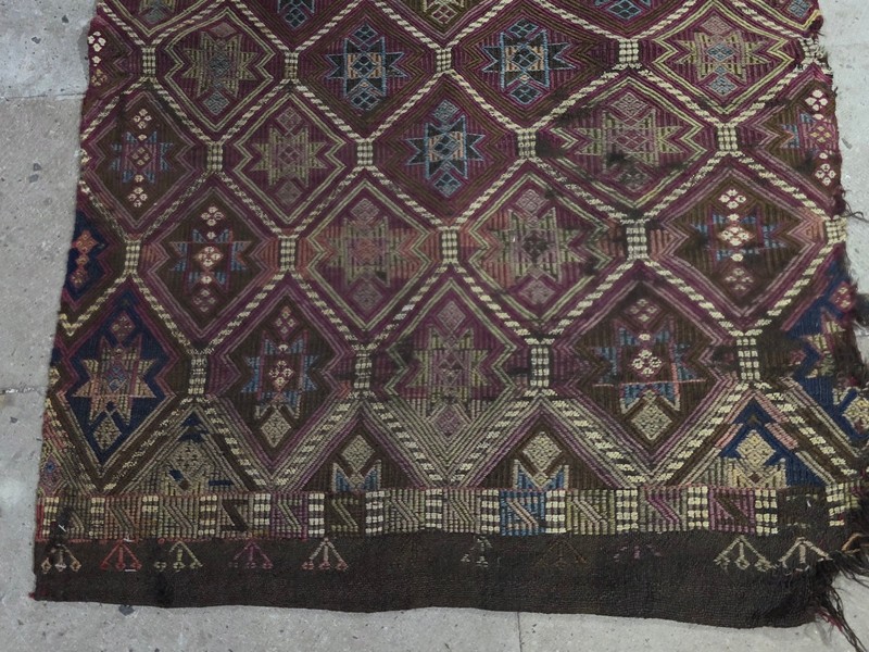 Antique Reyhanlı Sack Rug, Old Wool Tribal Carpet, Anatolian Bag Face Textile gallery