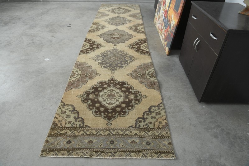 3x13 turkish runner rug, hand-knotted vintage oushak rug runner, boho decor,679 gallery