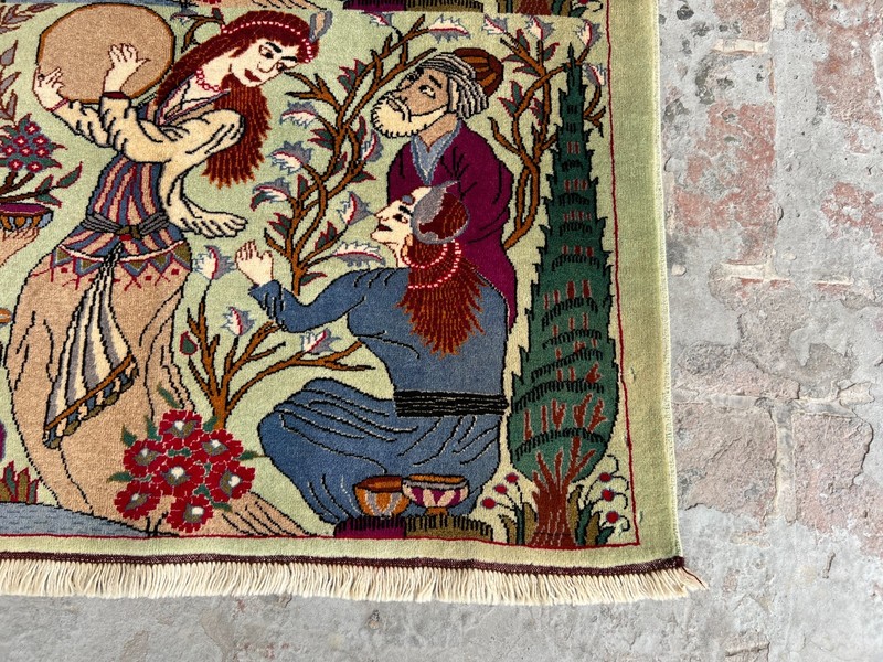 Afghan Pictorial Rug 4x6 Ft Hand Knotted Vintage Tribal Scene Wool Area Rug gallery