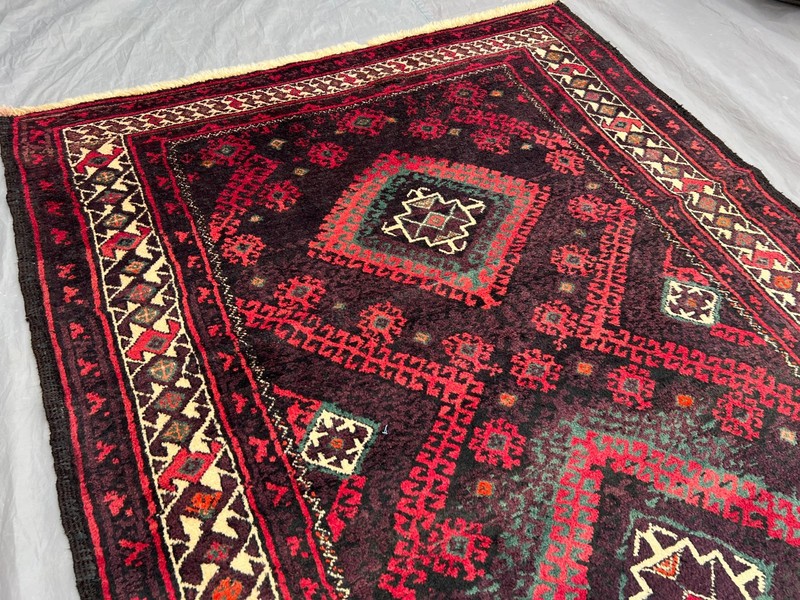 4'2x8'5 Vintage Afghan Baluchi Runner Rug Hand Knotted Wool Tribal Floor Carpet gallery