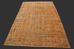 Vintage Turkish Oushak Rug, Orange 6×9 ft, Handmade Wool, Bohemian Anatolian