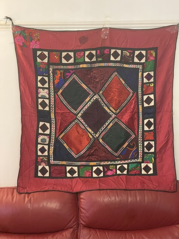 antique Vintage Uzbek Suzani Patchwork wall hanging Hand Made 108x110cm gallery