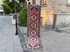 Coral Salmon Turkish Runner 2.7×10 ft Vintage Tribal Hallway Wool Rug