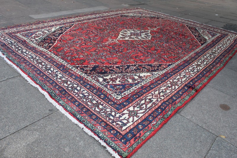 Vintage Hand Made Traditional Oriental Wool Red Blue Large Carpet 343x254cm gallery