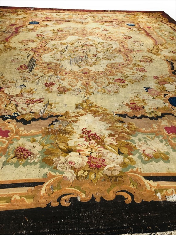 17x21 Antique French Aubusson Handmade Oversized Area Rug Shabby Chic c.1830 gallery