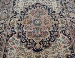 Antique Hand Knotted Saroukk 4’5″ x 6’9″ Wool Ivory Oriental Rug