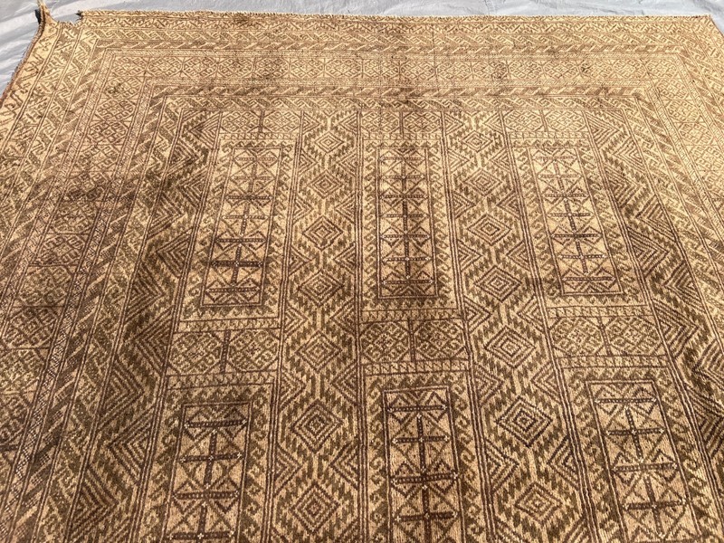 Terracotta Hand Knotted Afghan Rug 7x10 Antique Geometric Baluchi Neutral Carpet gallery