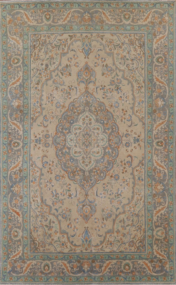 Handmade Floral Beige/ Gray Wool Area Rug 7x10 Traditional Living Room Carpet