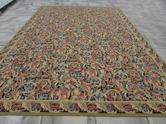 Vintage Hand Made French Design Wool Beige Black Red Original Aubusson 440X305cm