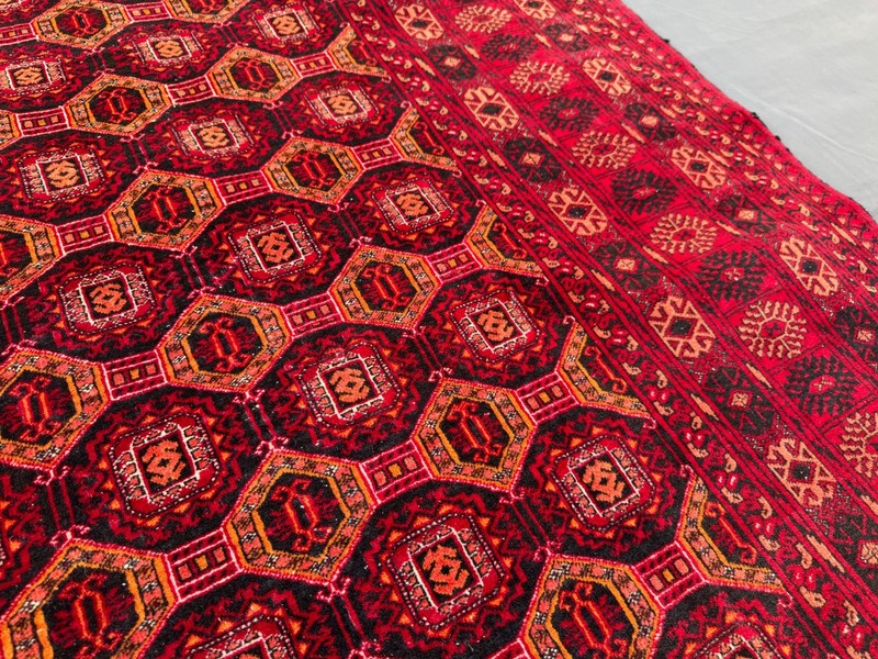 6'2" x 9' Vintage Turkmen Ersari Rug - Rare Handwoven Red Geometric Area Rug gallery