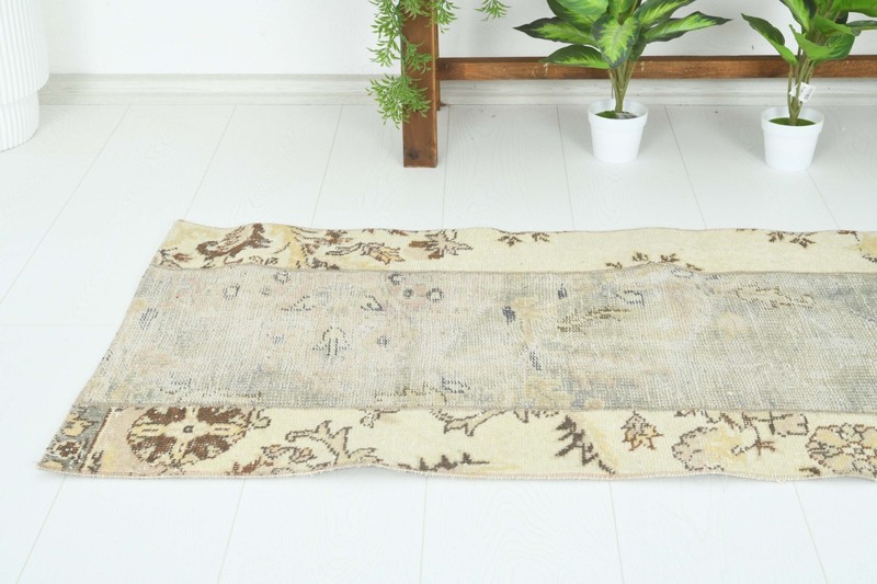 Turkish Small Runner Rug 2x5 Hand-Knotted Vintage Oushak Oriental Rug Carpet,716 gallery