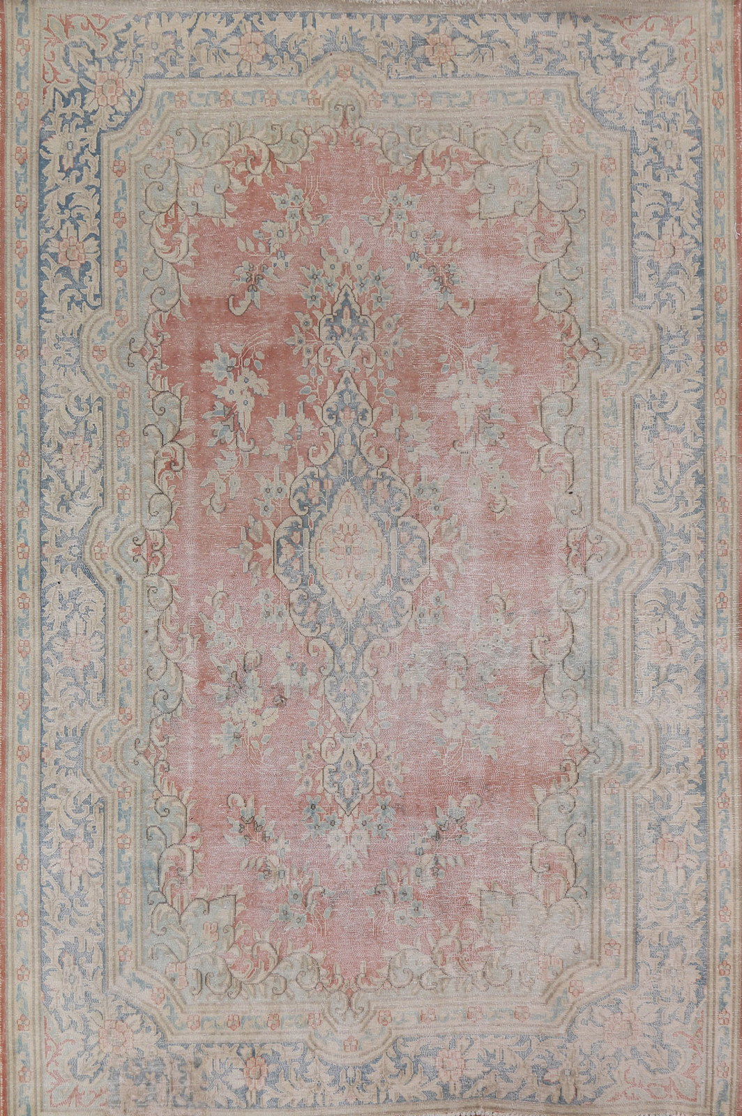 Vintage Handmade Traditional Area Rug 7x9 Ft Distressed Wool Carpet Floral Rug gallery