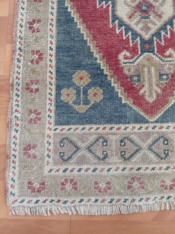 Antique Prayer Rug Blue Rug Hand Woven Rug Traditional Rug Free Ship Rug gallery