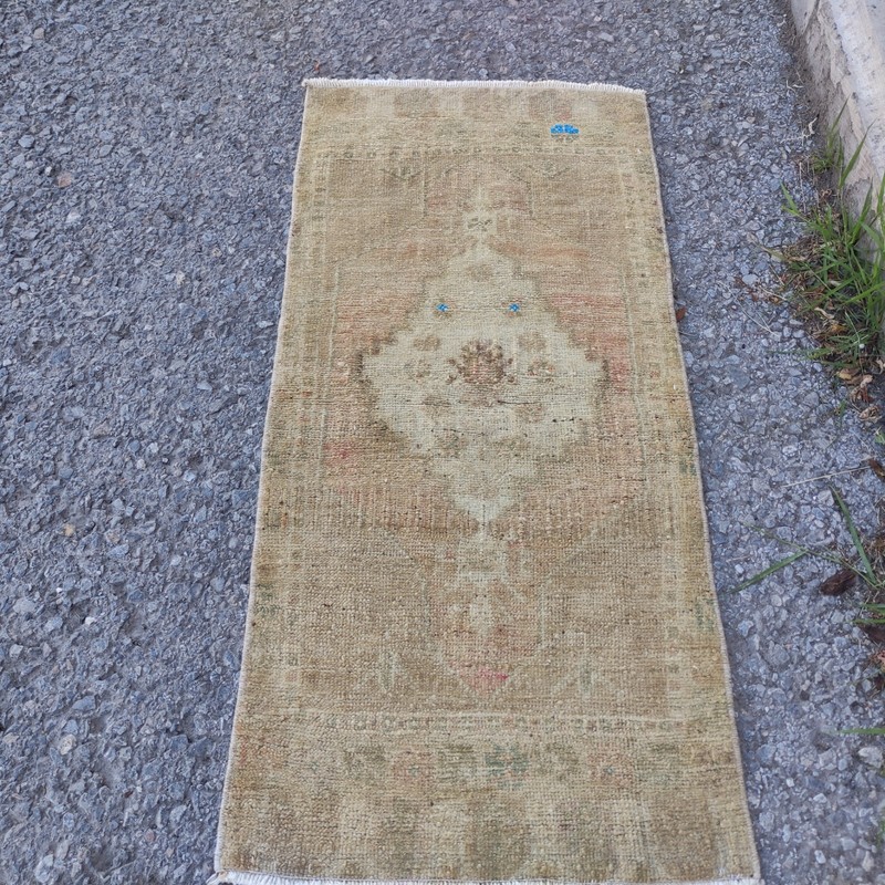 2x3 Turkish Vintage Small Rug 46 x 98 cm pop up colors Bath Mat 1.51 x 3.22 ft gallery