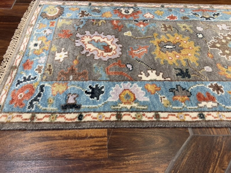 Fun Colors Hand Knotted Oushak Geometric Area Rug Carpet Runner 2’8”x7’11”,#72 gallery