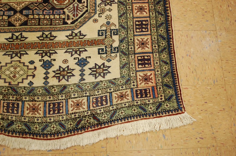 OLD,ANTIQUE CAUCASIAN UNUSUAL SHIRVAN,KAZAK DESIGN CAUCASIAN RUG 5'4" X 8'6" gallery