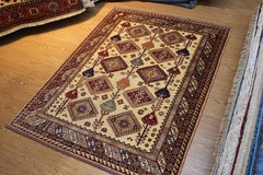 Fine Quality Genuine Handmade Caucasian Kazak Design Rug 6′ x 9′ Vegetable Dyed