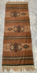 Vintage Handmade Mexican Zapotec Traditional Wool Kilim Runner Rug 130×52 cm