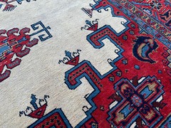 6×9 HERIZ ANTIQUE RUG ORIENTAL HAND-KNOTTED VINTAGE handmade geometric real 7×10