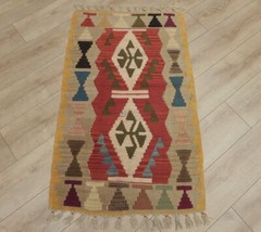 Traditional Vintage Nomadic Kilim Rug Anatolian Handwoven Ethnic Carpet 2×4 ft
