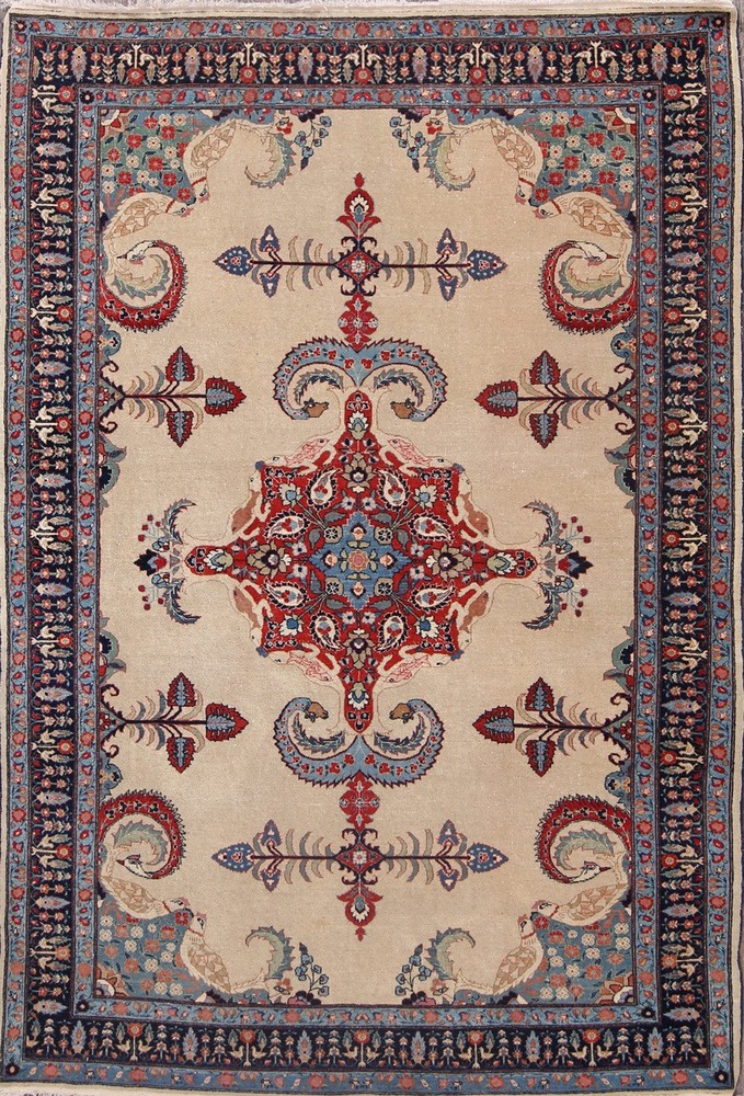 Antique Traditional Area Rug 5x7 Ft Hand-Knotted Medallion Bedroom Wool Carpet