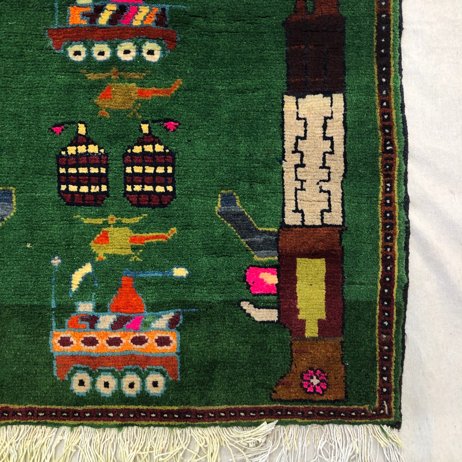 Afghan Wool War Rug AK-47 Tanks Grenades 30x60" 76x152cm Ships from USA gallery