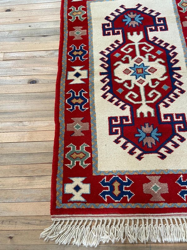 Vintage Red Rug, 3.1x4.9 ft Red Small Rug, 3x5 White Rug, Turkish Area Rug gallery