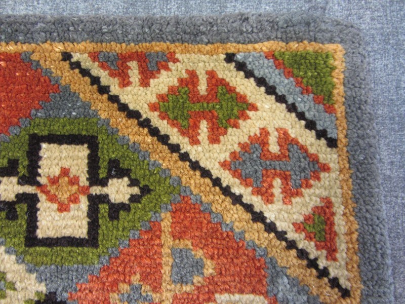 Vintage Scandinavian Rya Rug Wool Pile Sampler Mid Century Design 20" x 20" gallery