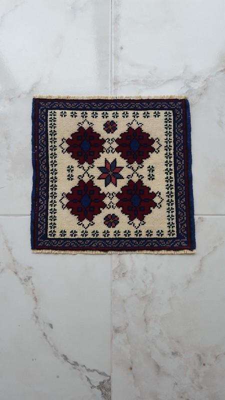 Square Vintage Carpet Rug, Turkish Wool Rug, Natural Handmade Decor Rug 2x2 gallery