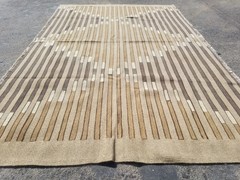 Vintage Traditional Handmade Scandinavian-style Striped Wool Beige Kilim 6.5x4ft