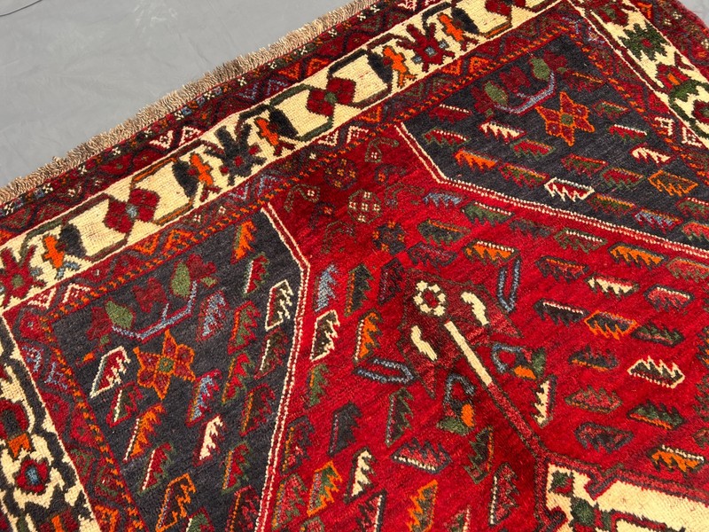4'9x6'9 ft Caucasian Vintage Hexagonal Medallion Geometric Handknotted Wool Rug gallery